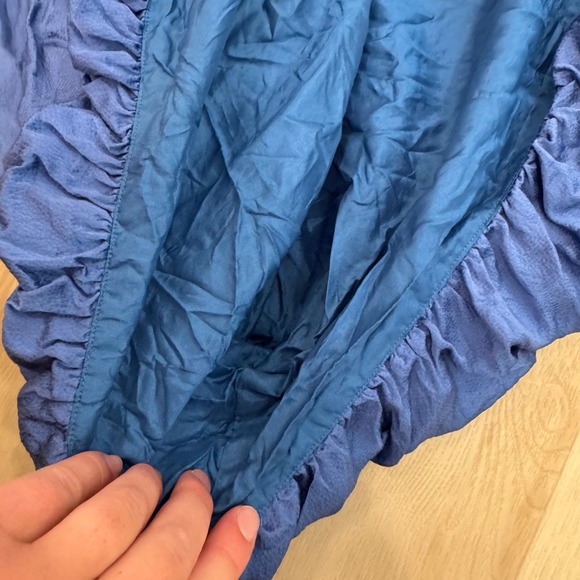 VTG! Maggy London Petites Blue 100% Silk Party Dress V-Neck Bubble Hem 10P Party - Picture 7 of 14